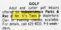 Mr Vs Tees Driving Range - Aug 1983 Mention
